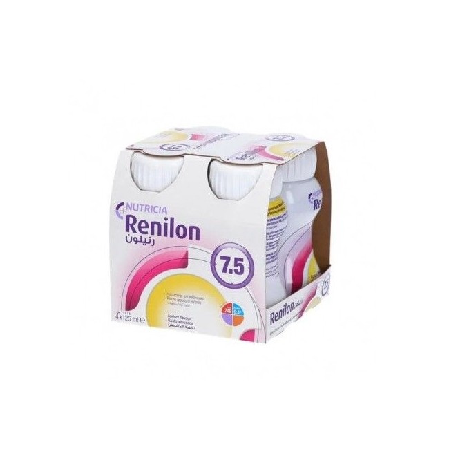 confezione da 4 brick da 125 ml di Renilon 7,5 gusto albicocca di danone nutricia