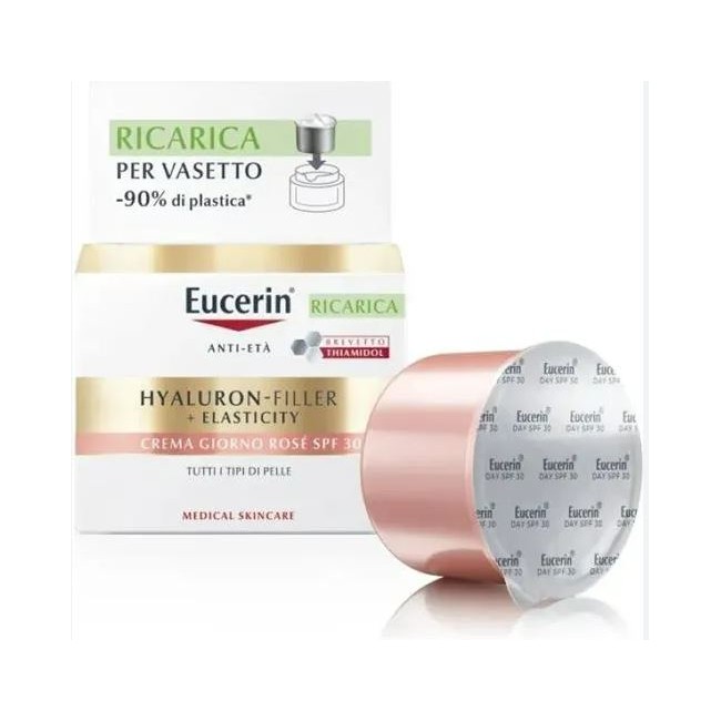 vaso 50 ml eucerin hyaluron filler elasticity crema rosè spf 30 RICARICA
