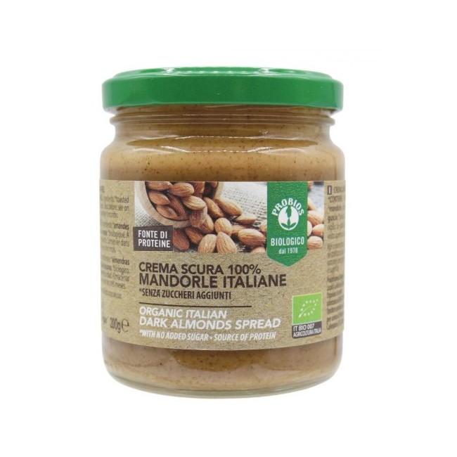 barattolo di crema di mandorle scure da 200 g di Probios