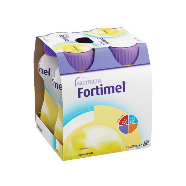 confezione da 4 brick da 200 ml di Fortimel gusto Vaniglia di danone