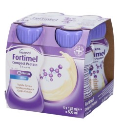 confezione da 4 bottiglie di Fortimel Compact Protein gusto Vaniglia duìi danone