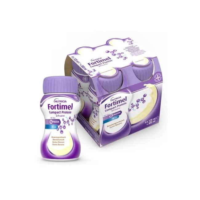 confezione da 4 bottiglie di fortimel Compact Protein gusto banana di Danone