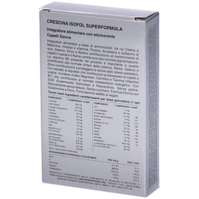 Labo Crescina Integratore Isofol Superformula Donna 30 Compresse 30 G