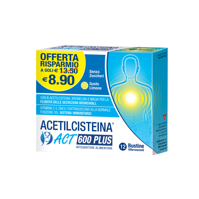 F&f Acetilcisteina Act Plus Nac 600 12 Bustine Effervescenti Agrumi