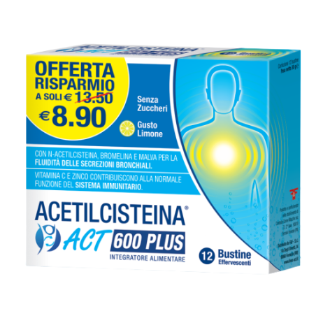 F&f Acetilcisteina Act Plus Nac 600 12 Bustine Effervescenti Agrumi