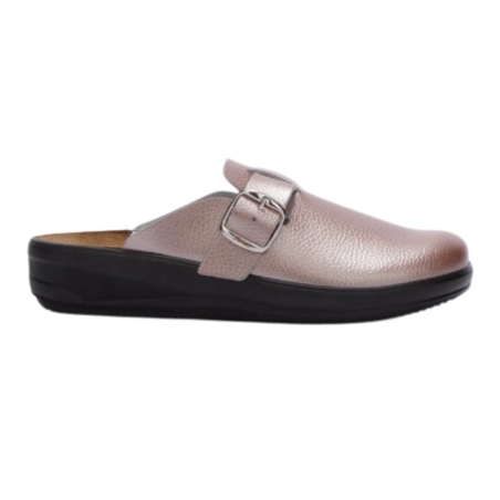 Scholl Nilde Buckle Tumbled Laminated Leather W Rose Gold 40