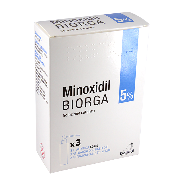 Minoxidil Biorga 5%, Soluzione Cutanea Minoxidil 3x60ml