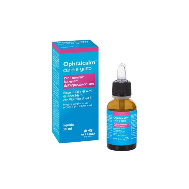 Confezione da 25ml di Gocce Oculari Cane e Gatto Opthalcalm da N.B.F. Lanes