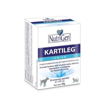 Confezione da 60 tavolette di Mangime per Cuccioli Junior da Nutrigen Kartilagen Confezione da 60 tavolette di Mangime per Cuccioli Junior da Nutrigen Kartilagen