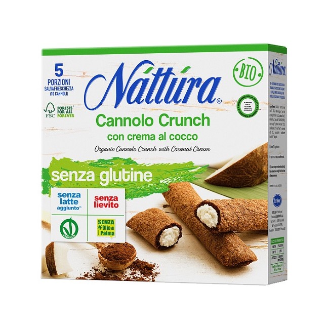Eurofood Nattura Cannolo Crunch Con Crema Al Cocco Bio 5 Pezzi Da 25 G