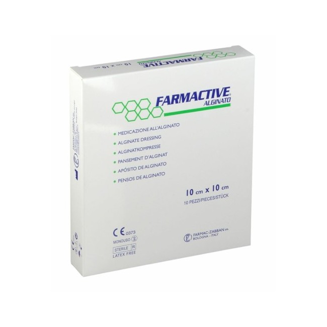 Farmac-zabban Alginato Calcico Con Carbossimetilcellulosafarmactive Alginato 10x10cm 10 Pezzi