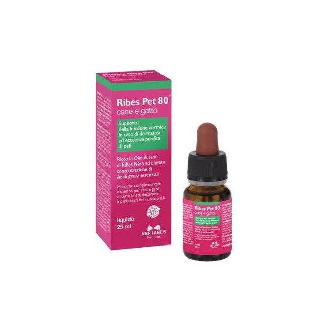 Confezione da 25ml di Ribes Pet 80 Olio Cane e Gatto da N.B.F. Lanes