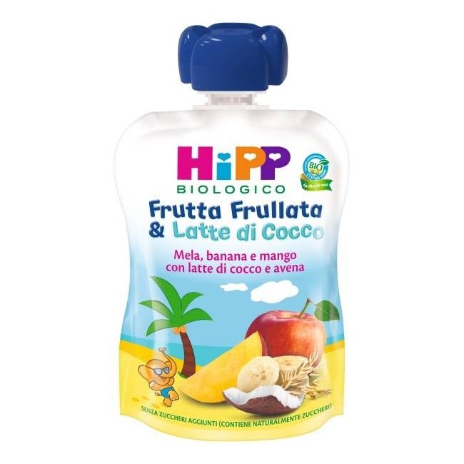 Hipp Bio Frutta Frullata&latte Di Cocco Mela Banana Con Latte Di Cocco E Avena 90 G
