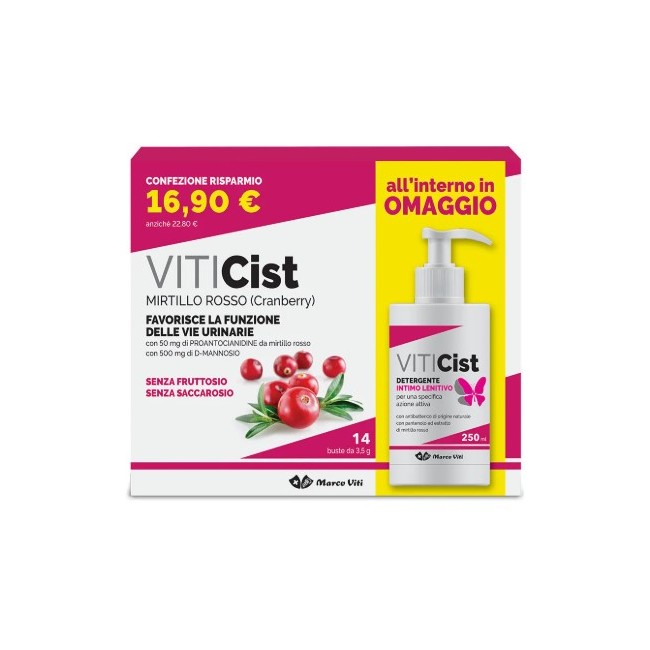 Marco Viti Viticist Mirtillo Mirtillo Senza Fruttosio 14 Bustine + Detergente Intimo 250 Ml