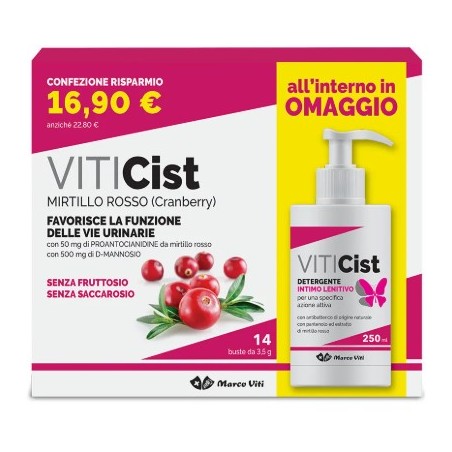 Marco Viti Viticist Mirtillo Mirtillo Senza Fruttosio 14 Bustine + Detergente Intimo 250 Ml