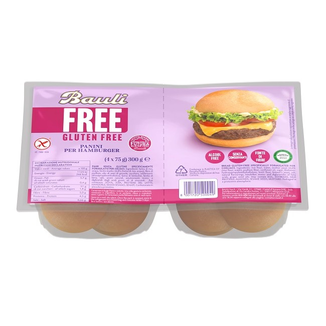 Bauli Free Panini Hamburger 4 Pezzi Da 75 G