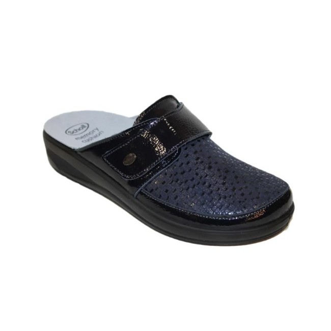 Scholl ciabatta Myra Laminated Synthetic + Elasticated W Navy Blue 39