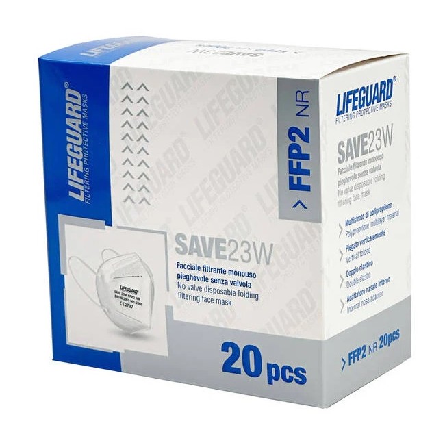Rays Lifeguard Save 23w Facciale Filtrante Monouso Pieghevole Senza Valvola Ffp2 20 Pezzi
