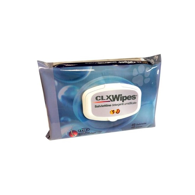 Confezione da 40 strappi di Salviette Detergenti per Cani e Gatti Clorexderm Wipes da ICF