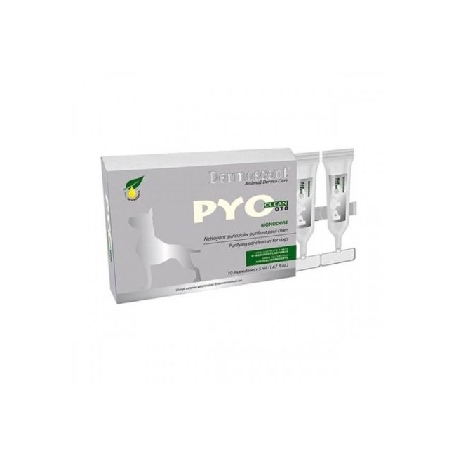Confezione da 10 Pipette di Detergente Auricolare per Cani Pyo Clean da Dermoscent