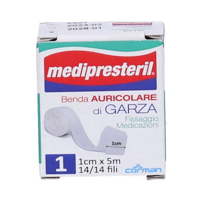 Corman Benda Auricolare Garza Medipresteril 12/8 Fu M5x1cm 14/14 Fili