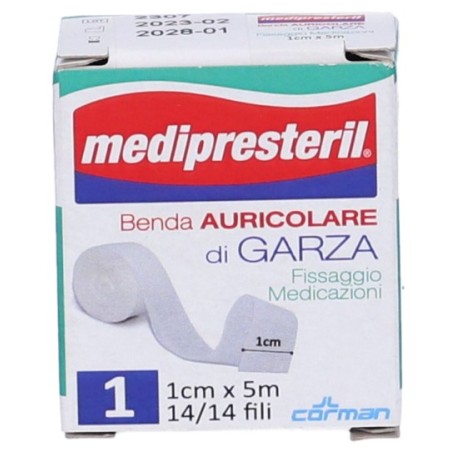 Corman Benda Auricolare Garza Medipresteril 12/8 Fu M5x1cm 14/14 Fili