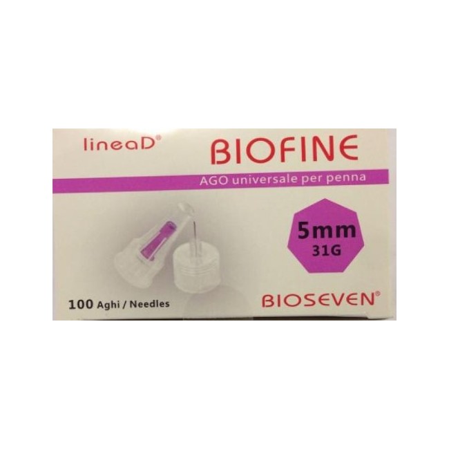 Bioseven Ago Per Penna Da Insulina Linea D Biofine Gauge 31 Lunghezza 5 Mm 100 Pezzi