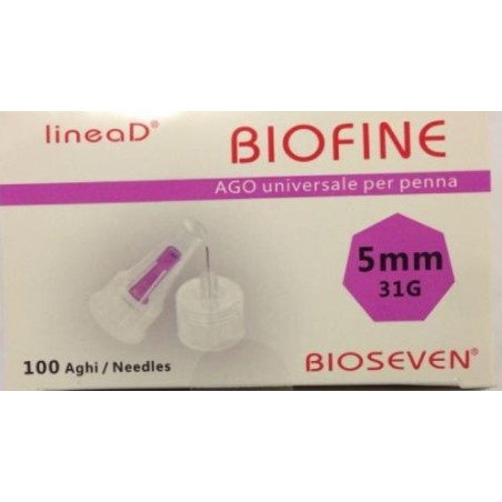 Bioseven Ago Per Penna Da Insulina Linea D Biofine Gauge 31 Lunghezza 5 Mm 100 Pezzi