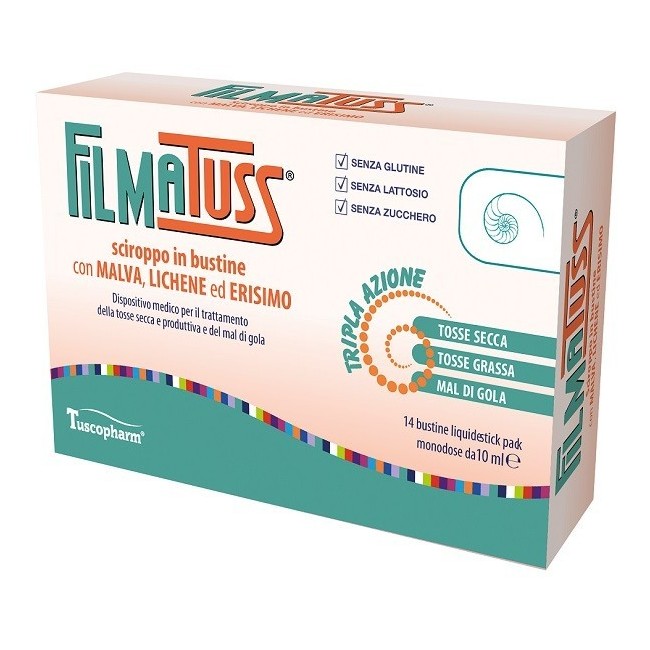 Tuscopharm Filmatuss Sciroppo 14 Bustine Liquid Stick Pack Da 10 Ml
