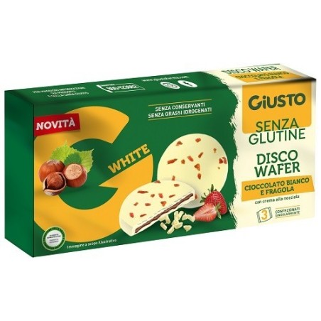 Farmafood Giusto Senza Glutine Disco Wafer Cioccolato Bianco E Fragola 3 X 24 G
