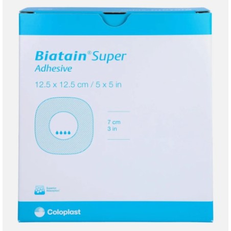 Coloplast Medicazione Biatain Super Tampone Idrocapillare Assorbente Con Bordo Adesivo 12,5x12,5 Cm 10 Pezzi
