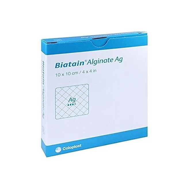 Coloplast Medicazione Biatain Alginate Ag In Alginato E Carbossimetilcellulosa A Rilascio Di Argento 10x10 Cm 10 Pezzi
