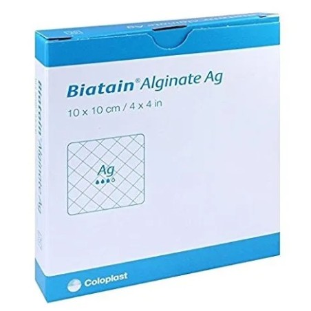 Coloplast Medicazione Biatain Alginate Ag In Alginato E Carbossimetilcellulosa A Rilascio Di Argento 10x10 Cm 10 Pezzi