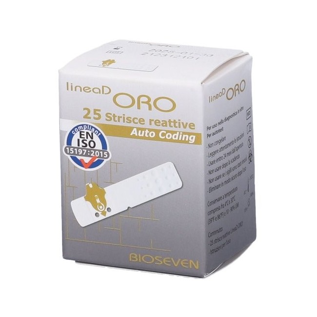 Bioseven Strisce Misurazione Glicemia Linea D Oro 25 Pezzi