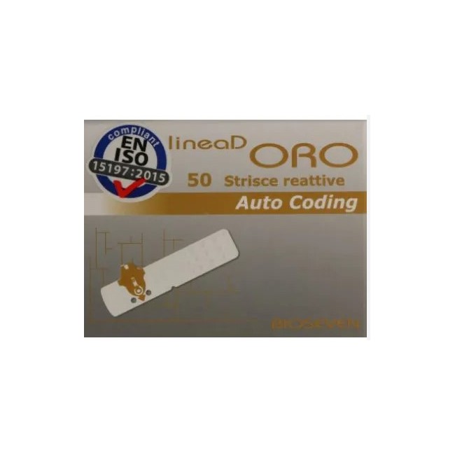 Bioseven Strisce Misurazione Glicemia Linea D Oro 50 Pezzi