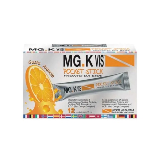 Pool Pharma Mgk Vis Pocket Stick Arancia 12 Bustine Stick Pack