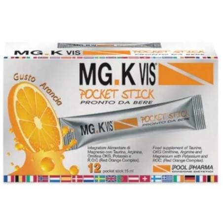 Pool Pharma Mgk Vis Pocket Stick Arancia 12 Bustine Stick Pack
