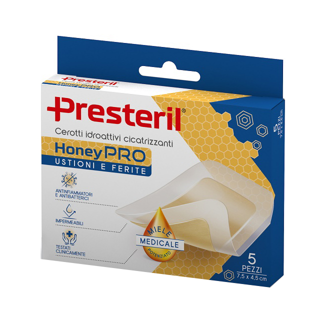 Corman Cerotto Idroattivo Cicatrizzante Presteril Honeypro 5x7 Cm 5 Pezzi
