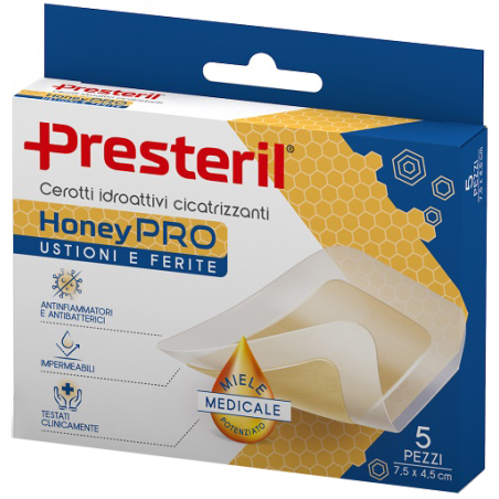 Corman Cerotto Idroattivo Cicatrizzante Presteril Honeypro 5x7 Cm 5 Pezzi