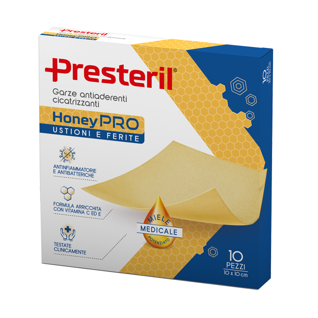 Corman Garza Antiaderente Cicatrizzante Presteril Honeypro 10x10 Cm 10 Pezzi