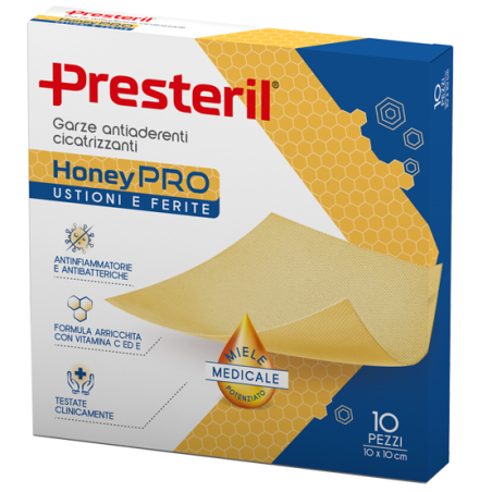 Corman Garza Antiaderente Cicatrizzante Presteril Honeypro 10x10 Cm 10 Pezzi