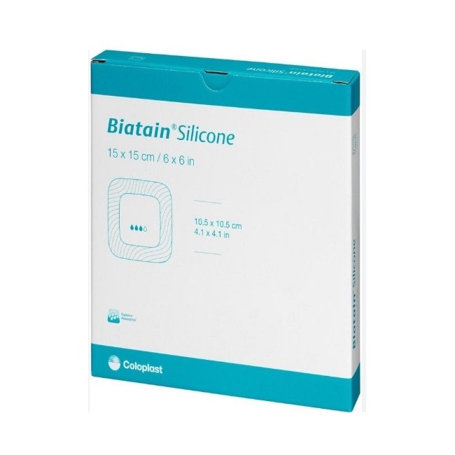 Coloplast Medicazione Biatain In Schiuma Di Poliuretano Con Bordo Adesivo In Silicone 15x15 Cm 5 Pezzi