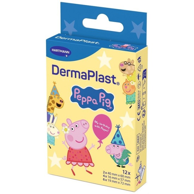 Artsana Cerotto Piccole Ferite Dermaplast Peppa Pig 2 Pezzi Da 40x60 Mm + 4 Pezzi Da 16x57 Mm + 6 Pezzi Da 19x72 Mm