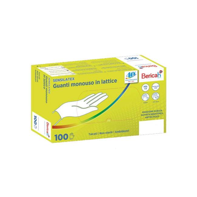 Bericah Guanto Monouso Sensilatex In Lattice Talcato Aql 1,0 Taglia L 100 Pezzi