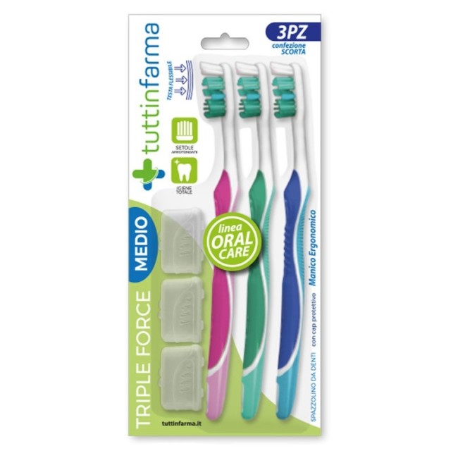 Tuttinfarma Spazzolino Tris Triple Force Medio