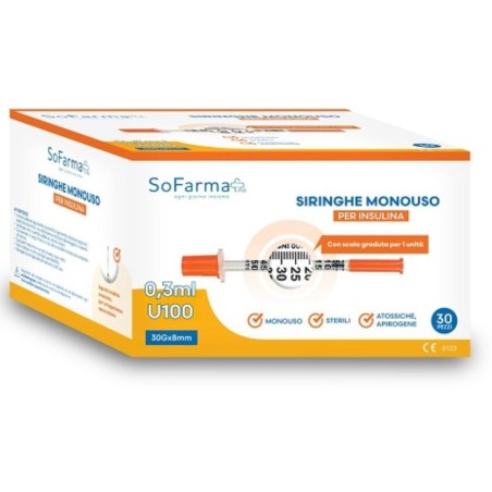 So. Farma. Morra Siringa Per Insulina 0,3 Ml 30 Pezzi Sofarmapiu'
