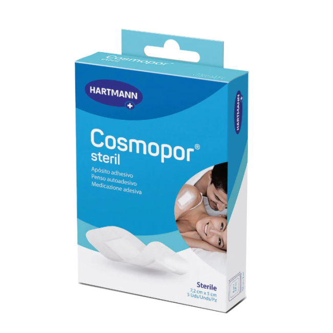 Artsana Cosmopor Steril Medicazione Adesiva Tessuto Non Tessuto 7,2x5cm 5 Pezzi