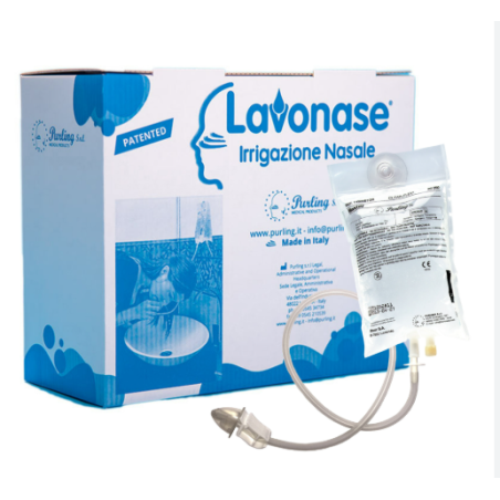 Purling International Lavonase Green Irrigazione Nasale 6 Sacche Soluzione Fisiologica Sterile 250 Ml + 6 Deflussori Non Sterili