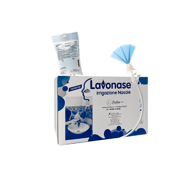 Purling International Lavonase Green Irrigazione Nasale 5 Sacche Soluzione Fisiologica Sterile 500 Ml + 5 Deflussori Non Sterili
