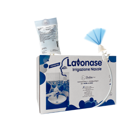 Purling International Lavonase Green Irrigazione Nasale 5 Sacche Soluzione Fisiologica Sterile 500 Ml + 5 Deflussori Non Sterili